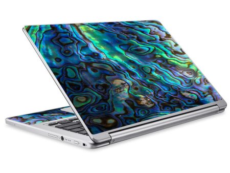 Abalone Shell Green Swirl Blue Gold Acer Chromebook R13 Skin Supply