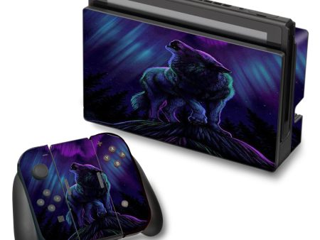 Wolf In Glowing Purple Background Nintendo Switch Skin Hot on Sale