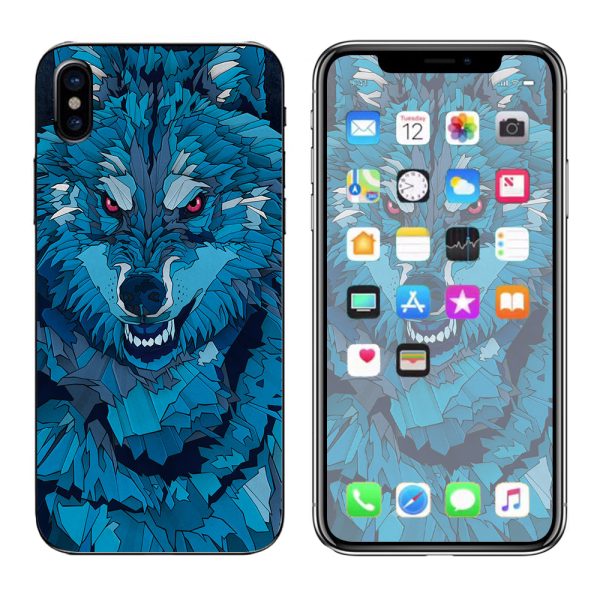 Blue Wolf Apple iPhone X Skin For Discount