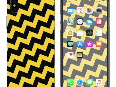 Yellow And Black Chevron Apple iPhone X Skin For Sale