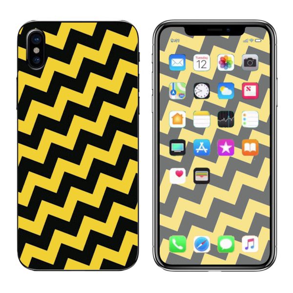 Yellow And Black Chevron Apple iPhone X Skin For Sale