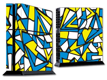 Stained Glass Abstract Blue Yellow Sony Playstation PS4 Skin Cheap