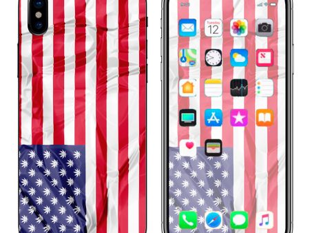 American Flag Pot Leaf Stars Marijuana Apple iPhone X Skin Fashion