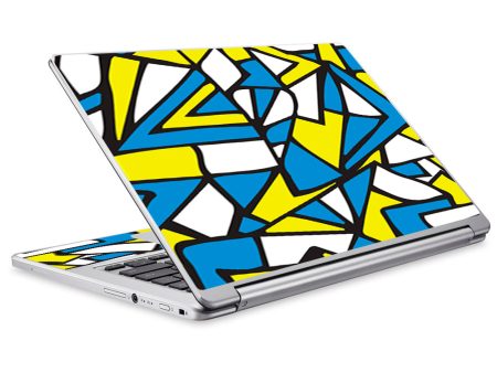 Stained Glass Abstract Blue Yellow Acer Chromebook R13 Skin Cheap