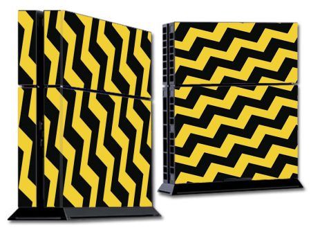 Yellow And Black Chevron Sony Playstation PS4 Skin on Sale