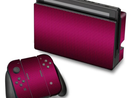 Pink,Black Carbon Fiber Graphite Nintendo Switch Skin For Sale