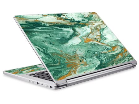 Marble Paint Swirls Green Acer Chromebook R13 Skin on Sale