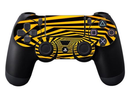 Black Yellow Trippy Pattern Sony Playstation PS4 Controller Skin Hot on Sale