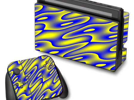 Neon Blue Yellow Trippy Nintendo Switch Skin Discount